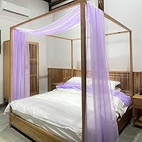 Vista 16 de Linentalks Cortinas de cama negras para cama individual, bufanda de cama transparente de lujo, cortinas de cama con cenefa, cortinas de cama