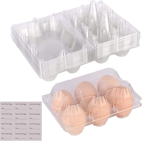 Miniatura 7 de Cartón de plástico transparente para huevos para 6 huevos, paquete de 12 bandejas de huevos reutilizables de tamaño mediano, perfecto para