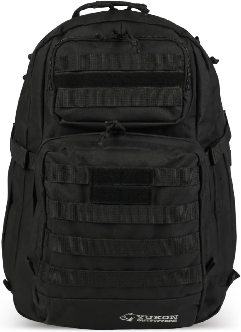Yukon Outfitters Alpha Backpack - EDC Hiking Outdoor Ergonomic Durable 600D Polyester Pack with Multiple Storage Options - Black