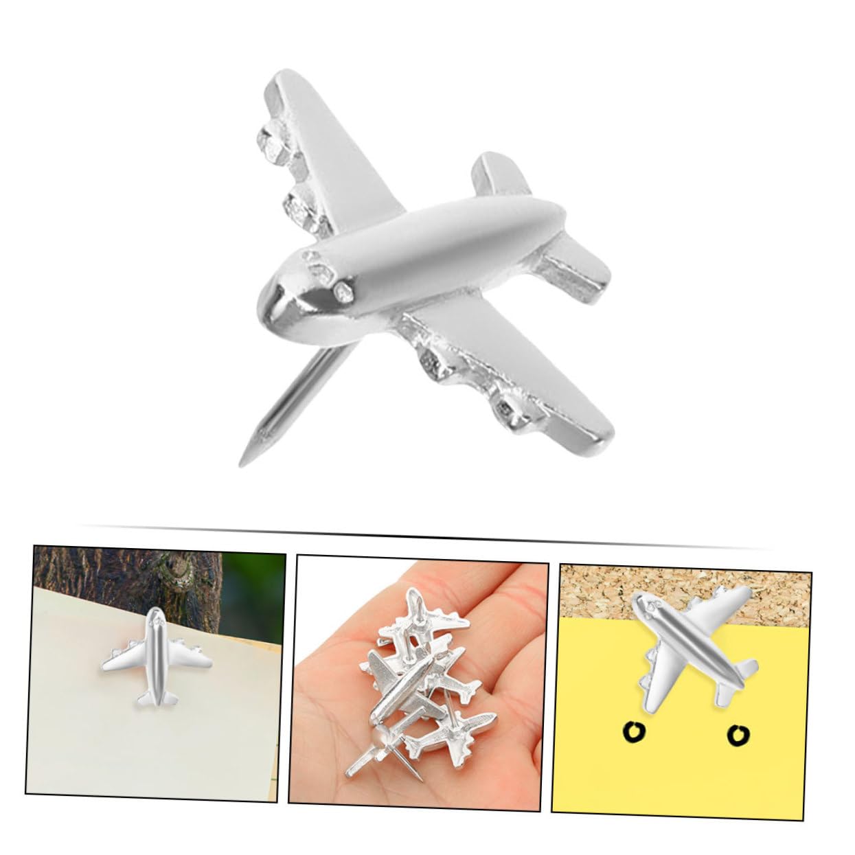 Artibetter 5 Series Chincheta De Avión De Metal Decoración Tachuelas Tablero De Corcho Mapa De Uñas Alfiler De Cartel Chinchetas para La Pared Muro Pequeño Aguja De Acero Plata Piezas X 5