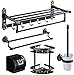Rcsinway Set di accessori per il bagno intagliati nero e oro set di accessori per il bagno in alluminio set di asciugamani, porta scopino porta asciugamani