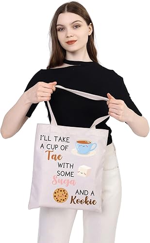 Miniatura 4 de WSNANG Bangtan Fans Army Gift K-Pop Music Lover Bag A Cup of Tae With Suga and A Kookie Tote Bag Reutilizable Bolsa de compras