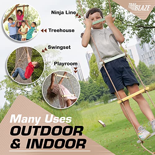 Trailblaze Colorful Climbing Rope Ladder With Plastic Rungs, Outdoor/Indoor Swingset, Ninja Warrior Obstacle Course Accessories | Tree House Playground Exercise Equipment Backyard Jungle Gym #TOP2