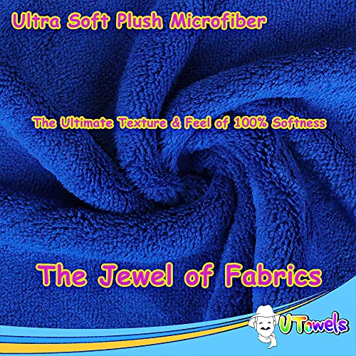 Utowels Large Car Wash Mitt, Microfiber Auto Detailing Towel Cleaning Cloth Rag (1 Large Car Detailing Mitt And 1 Large Drying Towel, Green, Blue) #TOP2