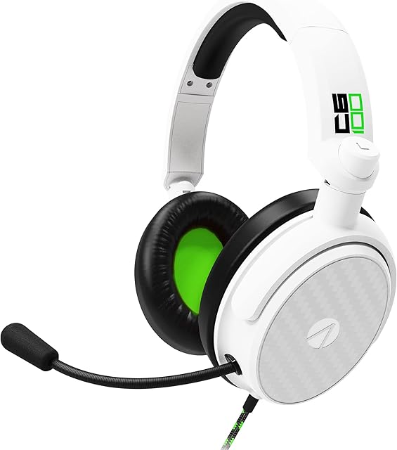 STEALTH C6-100 Green Over Ear Gaming Headset PS4/PS5, XBOX, Nintendo Switch, PC with Flexible Mic, 3.5mm Jack, 1.5m Cable, Lightweight, Comfortable and Durable