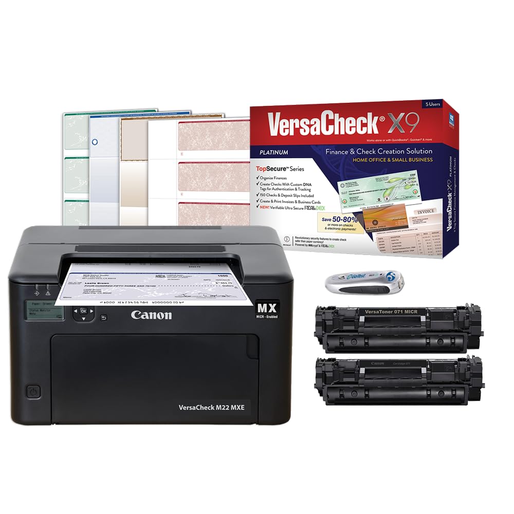VersaCheck M22 MXE MICR Check Printer X9 Platinum 5-User Check Printing Software Bundle