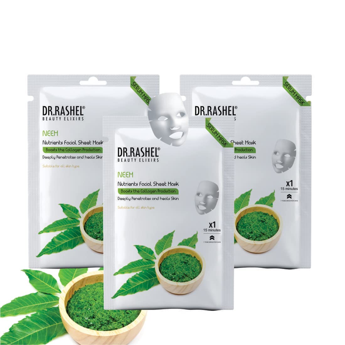Buy DR.RASHEL Neem Face Sheet Mask With Serum For Women and Men All