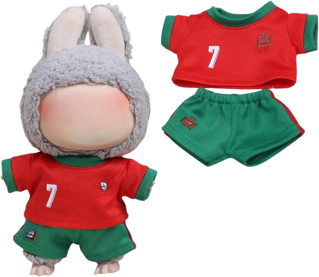 Sporty Jersey Outfit Set for 17cm Collector Doll, 17cm Doll Soccer Outfit - Football Kit with Jersey & Shorts for 1st/2nd/3rd Gen, Sporty Costume for Blind Box Collection (Blue)