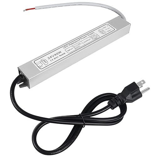 inShareplus Fuente de alimentación LED, 24 V 40 W IP67 controlador impermeable para exteriores, CA 90-140 V a CC 24 V 1.7 A transformador de bajo