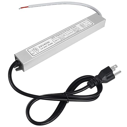 inShareplus LED Power Supply, 24V 150W IP67 Waterproof Outdoor Driver, AC 85-265V to DC 24V 6.25A Low Voltage Transformer, Adapter with 3-Prong Plug for LED Light, Computer Project, Outdoor Use