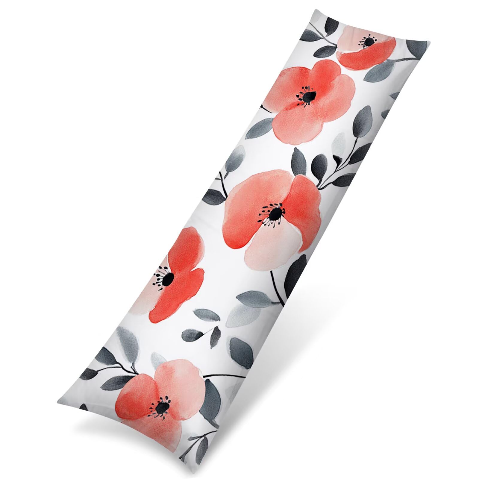 Taie de traversin 40x145 cm imprimée fleur en lin pour lit