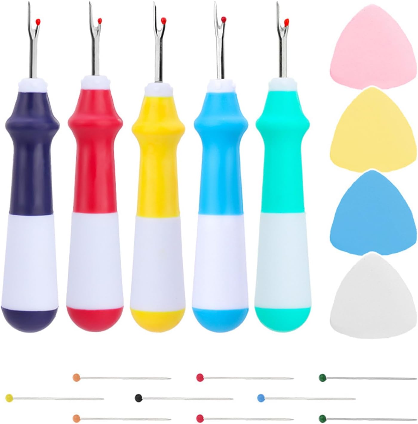 5 Set Seam Rippers Ergonomical Thread Remover Tool Sewing Pins Stitching Thread Unpicker Cutter Tailors Chalk for Craft