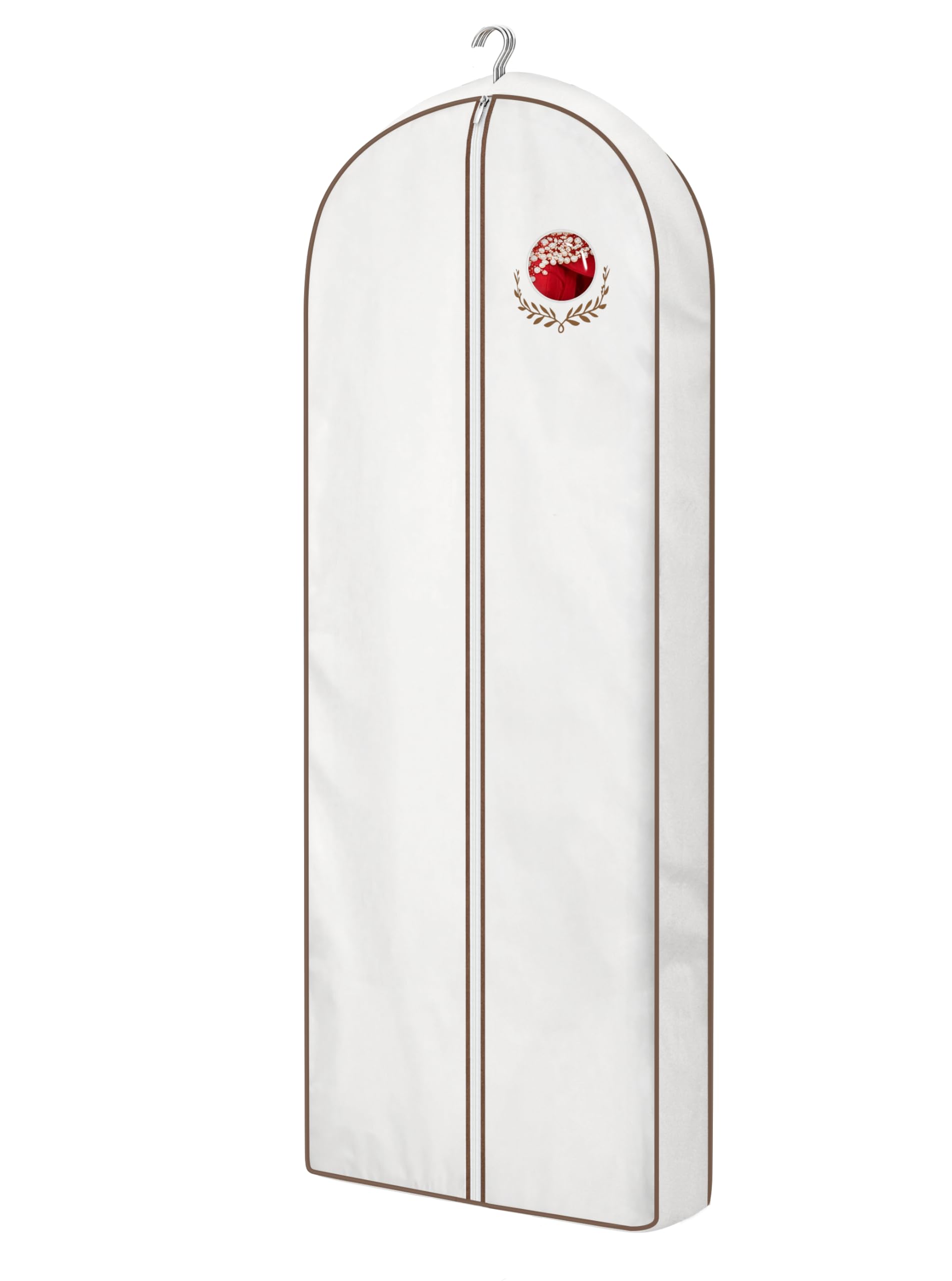 MISSLO 65" Cotton Garment Bag for Long Dress Breathable Fur Coat Storage Bag Women Dress Cover Luxury Garment Bags for Hanging Clothes Travel for Fur Coat, Jacket, Gown, Suit