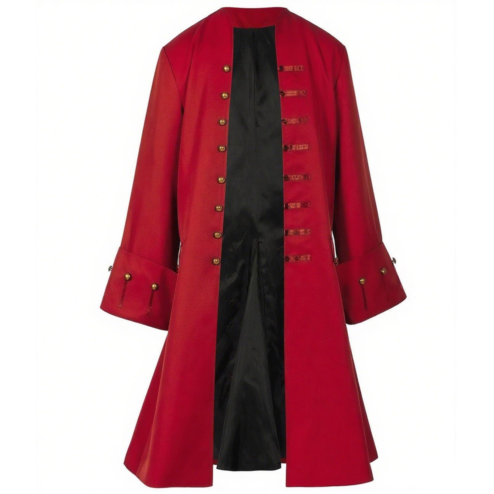 Men Pirate Coat Jacket Costume Medieval Steampunk Vintage Frock Tailcoat Halloween Pirate Cosplay, Red, S — image 1