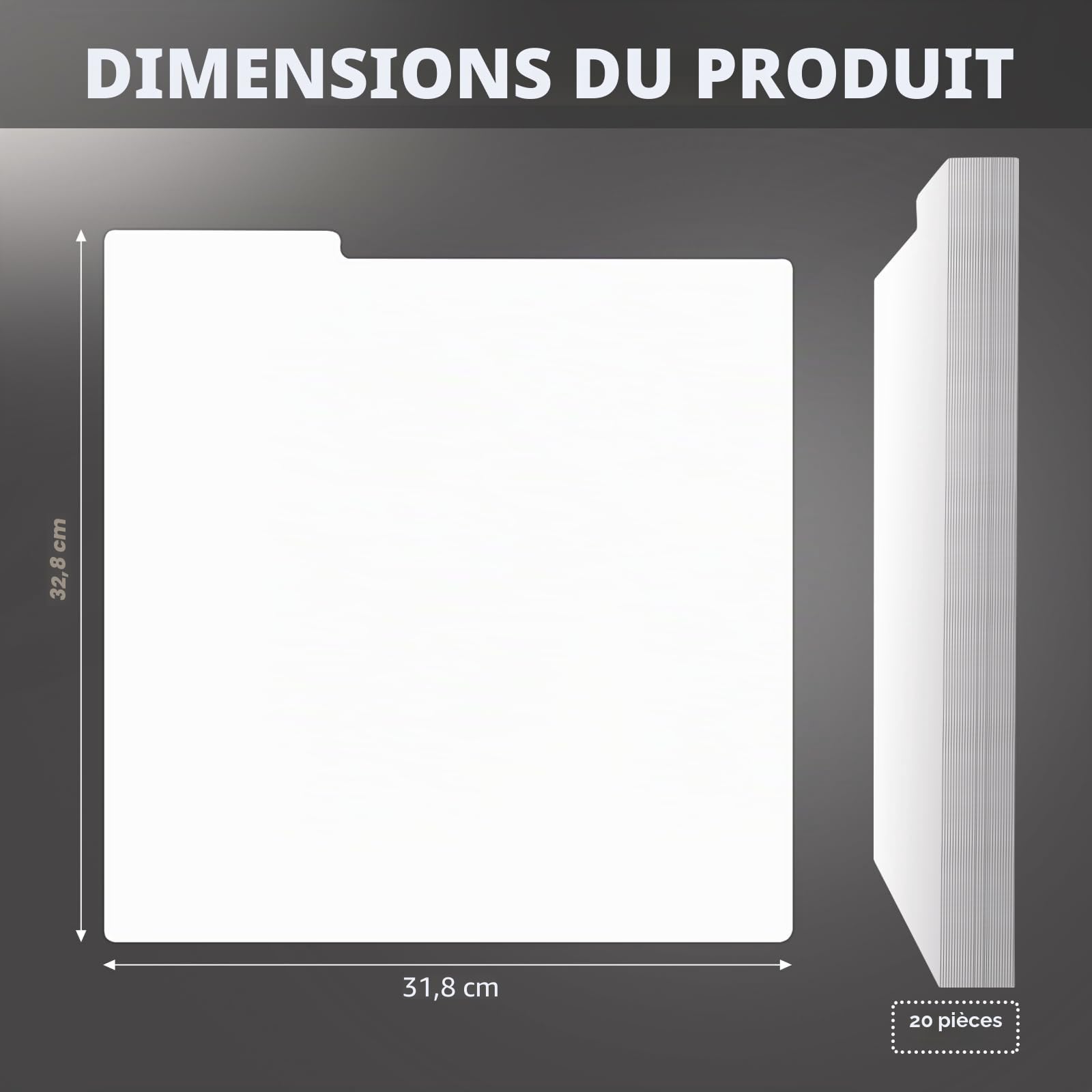 30,5 cm Grand Séparateur de Disque Vinyle Blanc Double Face Plastique Onglet Catégorie DIY Vinyle LP Album Séparateurs pour Vinyle, CD, Albums, Boîtes et Organisation DVD (20)