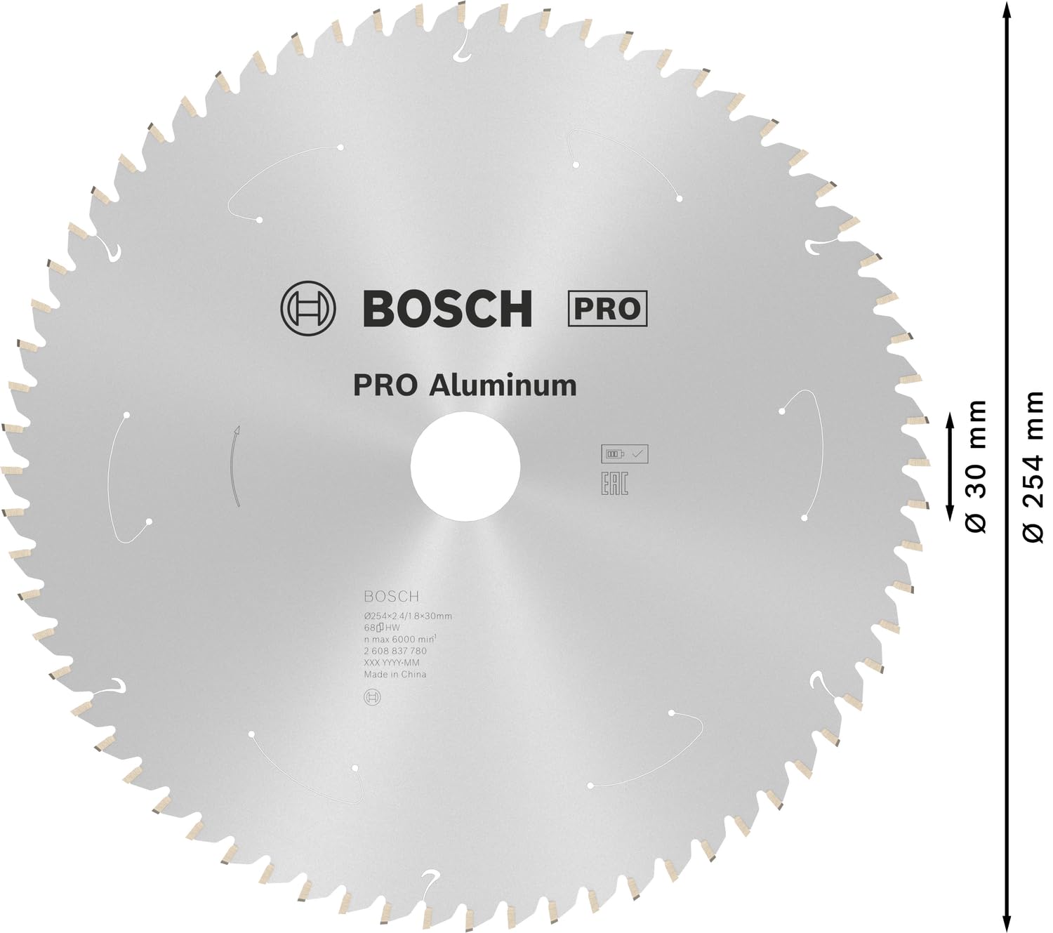 Bosch 1x Tarcza pilarska PRO Aluminium do bezprzewodowych pilarek stołowych (do Aluminiowy, Metale nieżelazne, Ø mm, Professional Akcesoria Stołowa piła tarczowa)