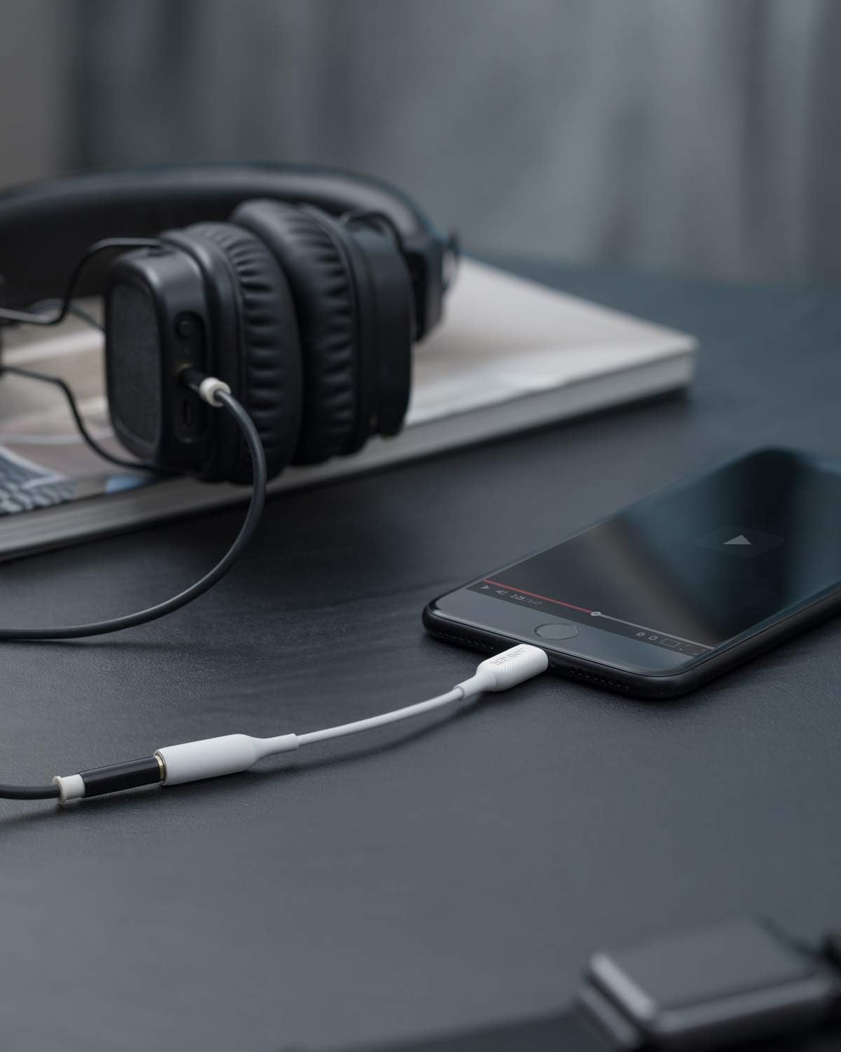 Anker 3.5mm Audio Adapter with Lightning Connector, MFi Certified Lightning to Female 3.5mm Dongle, Supports Volume Control and Mic for Headphones, Earphones, Earbuds, and More.