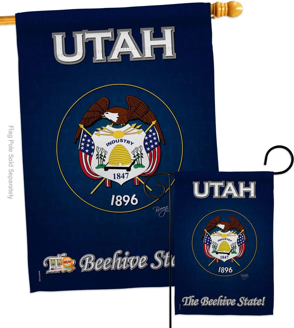Utah Garden House Flags Set Americana States USA American Territories Republic Country Particular Area Small Decorative Gift Yard Banner Double-Sided Made In 28 X 40