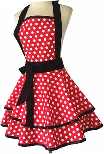 Miniatura 4 de BESPORTBLE Cotton Dot Pattern Double-layer Cooking Apron with Neck Strap Reusable Household Bib Apron for Men Women for Kitchen Hotel Bakery