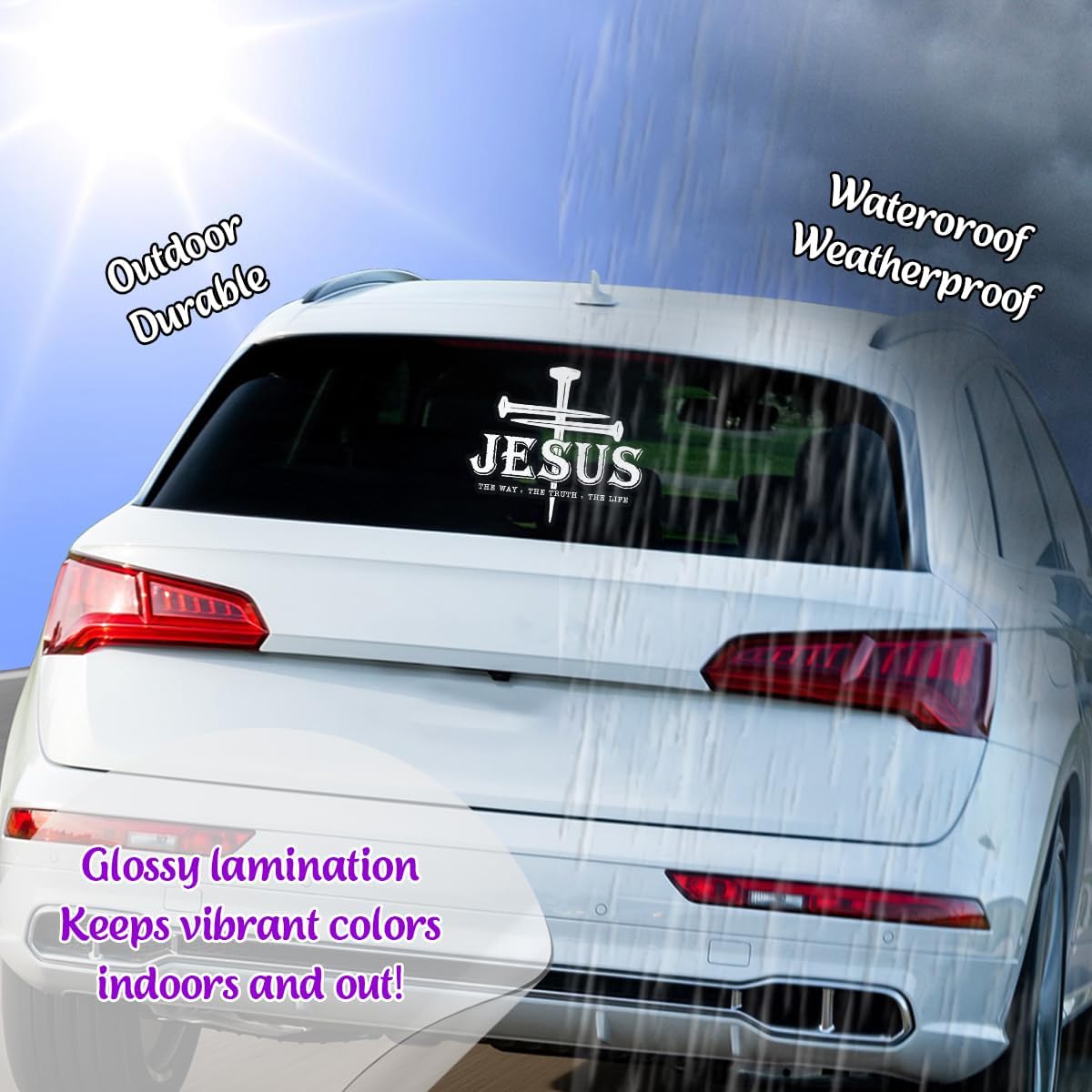 Premium Jesus The Way The Truth The Life Car Decal – Premium Christian Cross Sticker, Faith Vinyl Decal for Car, Truck, Laptop, Christian Gift – Size 6x6 Inches (V3) - Image 5