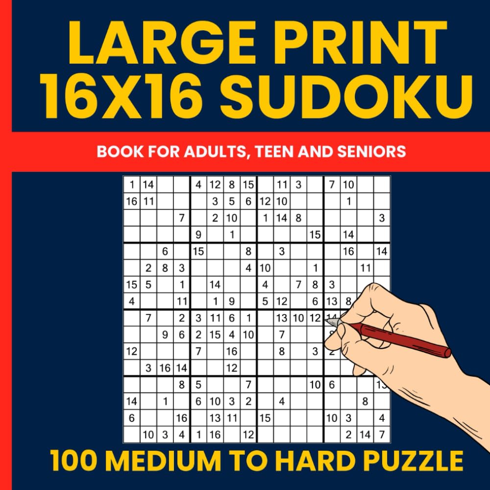 Large Print 16x16 Sudoku Puzzle Book for Adults (Vol. 6): 100 Medium to Hard Mega Sudoku Puzzles for Smart and Strategic Solvers