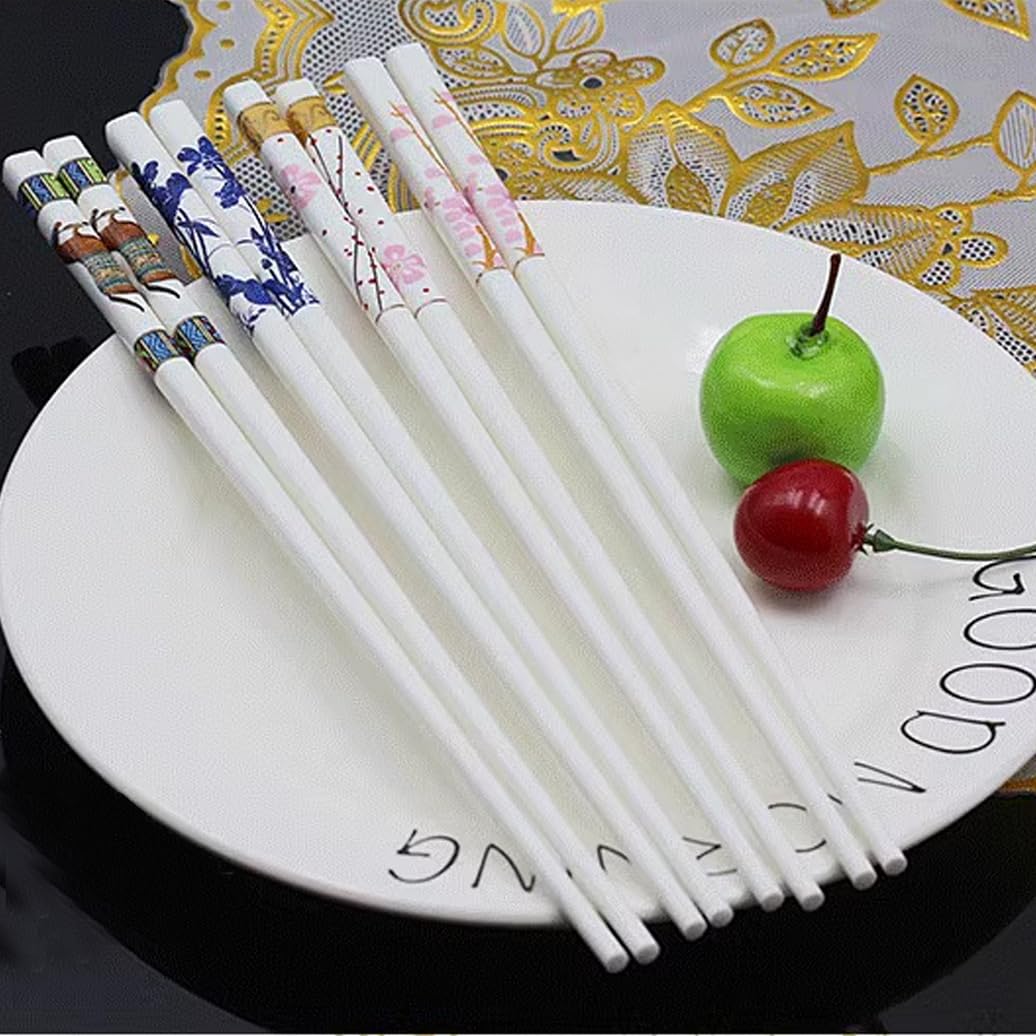 Bopsticks en Porcelaine Premium Ensemble avec boîte-Cadeau, Baguettes en Porcelaine d'os Chinois Blanches, Baguettes en céramique, Baguettes réutilisables W