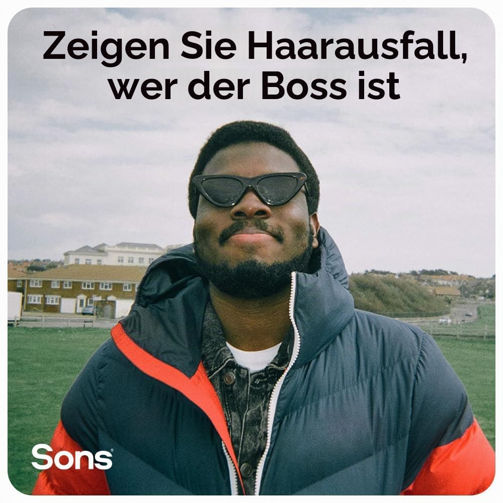 Sons Minoxidil 5%, Haarwachstum Shampoo & Biotin für Männer bei Haarausfall | Klinisch Bewährt, Ergebnisse nach 3 Monaten, Shampoo mit Koffein & Sägepalme, Zitrusduft, 3-Monats-Vorrat.