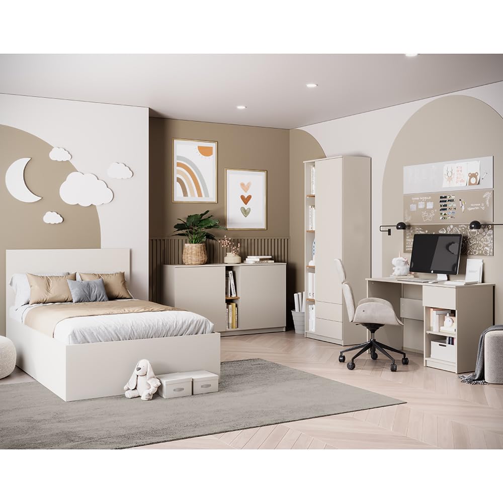 Lomadox Jugendzimmer Set 4-teilig in Kaschmir mit Eiche, Liegefläche 90x200 cm FIER-129