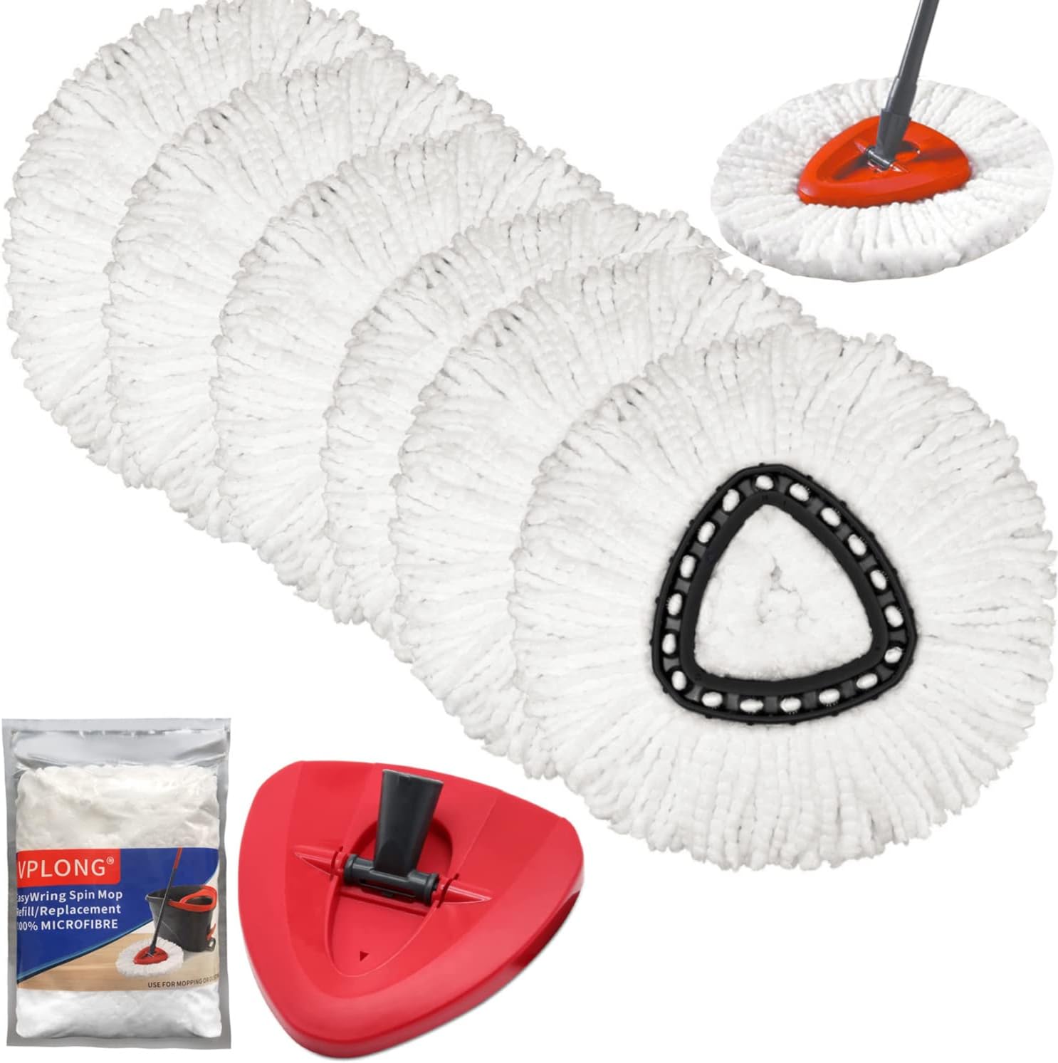 6Pack Spin Mop Heads Replacements for O Cedar Spin Mop, Easy Cleaning Spin Mop