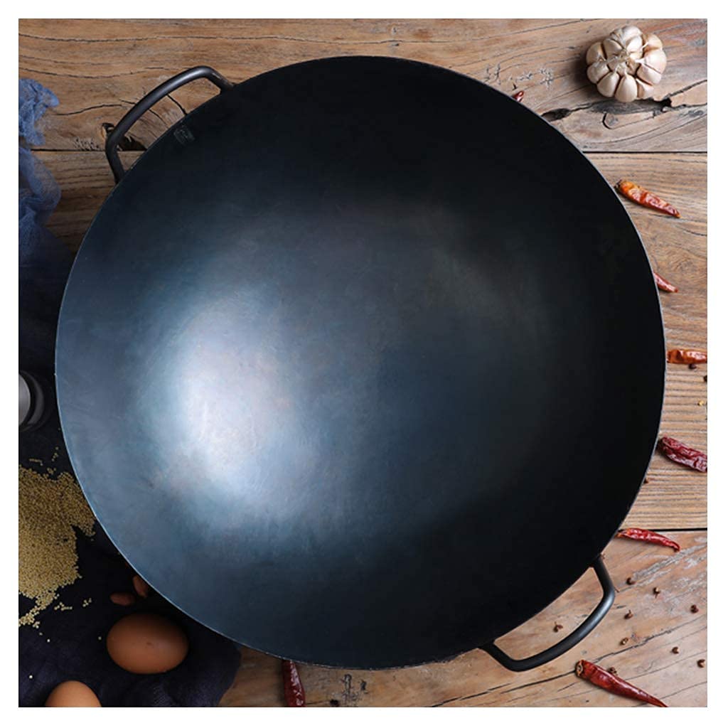 Wok Traditionnel en Fonte Martelée À La Main, Marmite De Chef - Grande Capacité, Repas pour Plusieurs Personnes, Ne Rouille Pas,45cm
