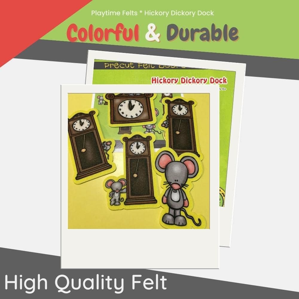 Hickory Dickory Dock Nursery Rhyme Felt Figures | 5 Adorable Felt Board Pieces for Flannel Board Teaching | Perfect for Toddlers, Preschool and Kindergarten - Reusable Felt Board Stories image 4