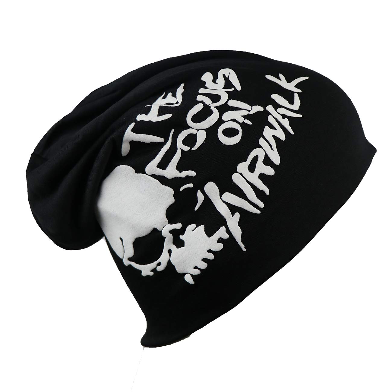 iSWEVEN Baggy Skull Cap Thin Cotton Stretch Beanie Summer Sprort Hat Chemo Cap for Women Men Black