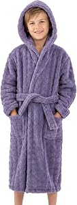 JiAmy Boys Girls Soft Fleece Robe, Plush Warm Kids Bathrobe Cozy Sleepwear Gift for 5-14 Years