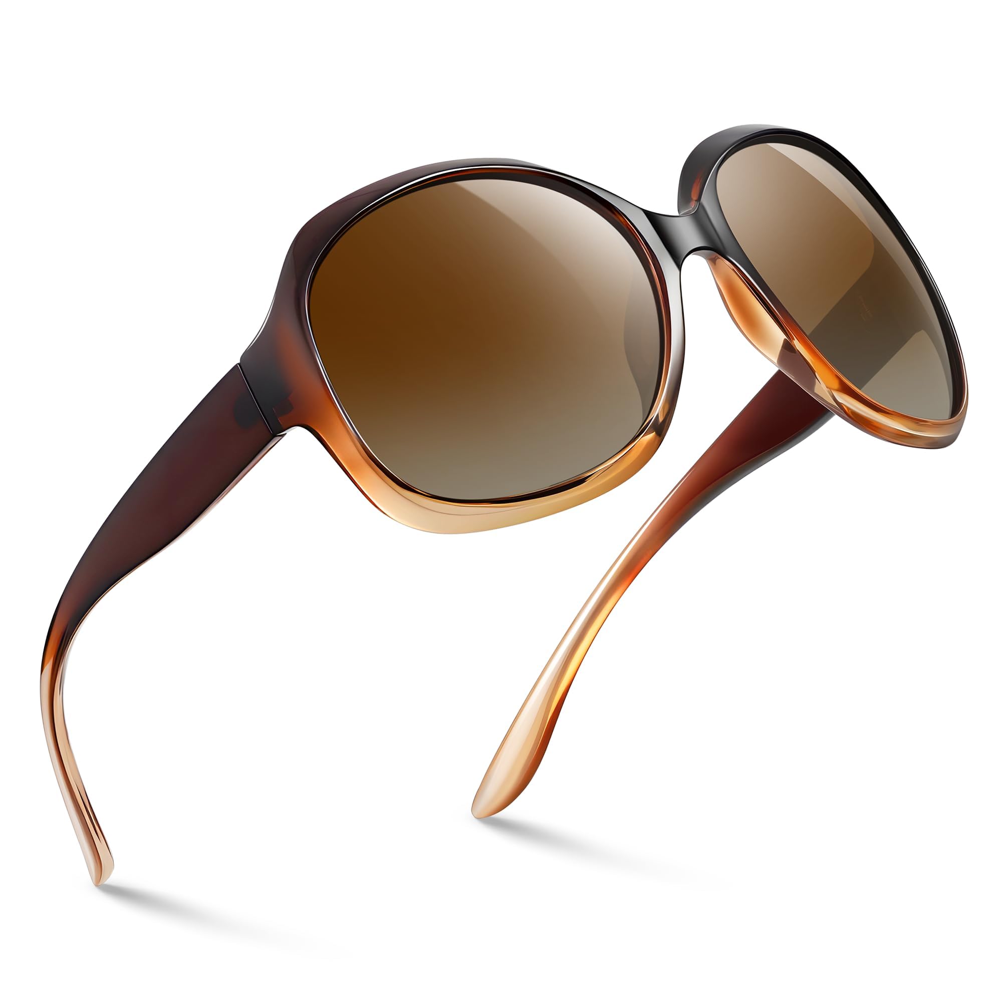 kunchu Groß Sonnenbrille Damen Polarisiert Vintage ÜberGroße Trendy Brille | UV Schutz Retro Klassisch Große Sonnenbrillen für Damen Oversized Rahmen Ultraleichtes,Reisen, Einkaufen, Fahren, Partys
