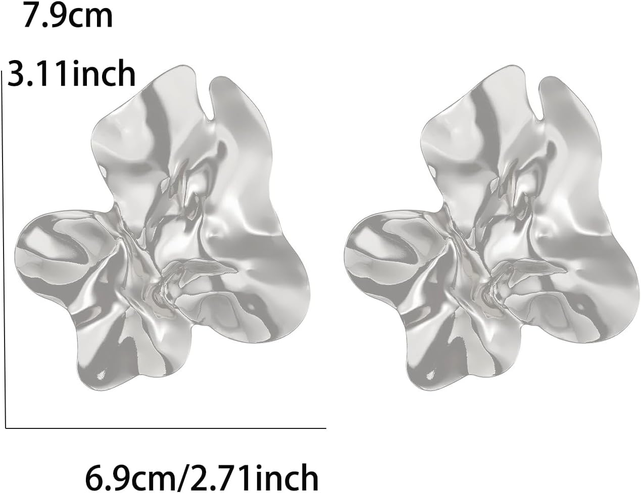 Big Earrings for Women Statement Chunky Gold Earrings for Women Trendy Hammered Large Silver Earring Irregular Geometric Stud Earring Chunky Jewelry - Image 5