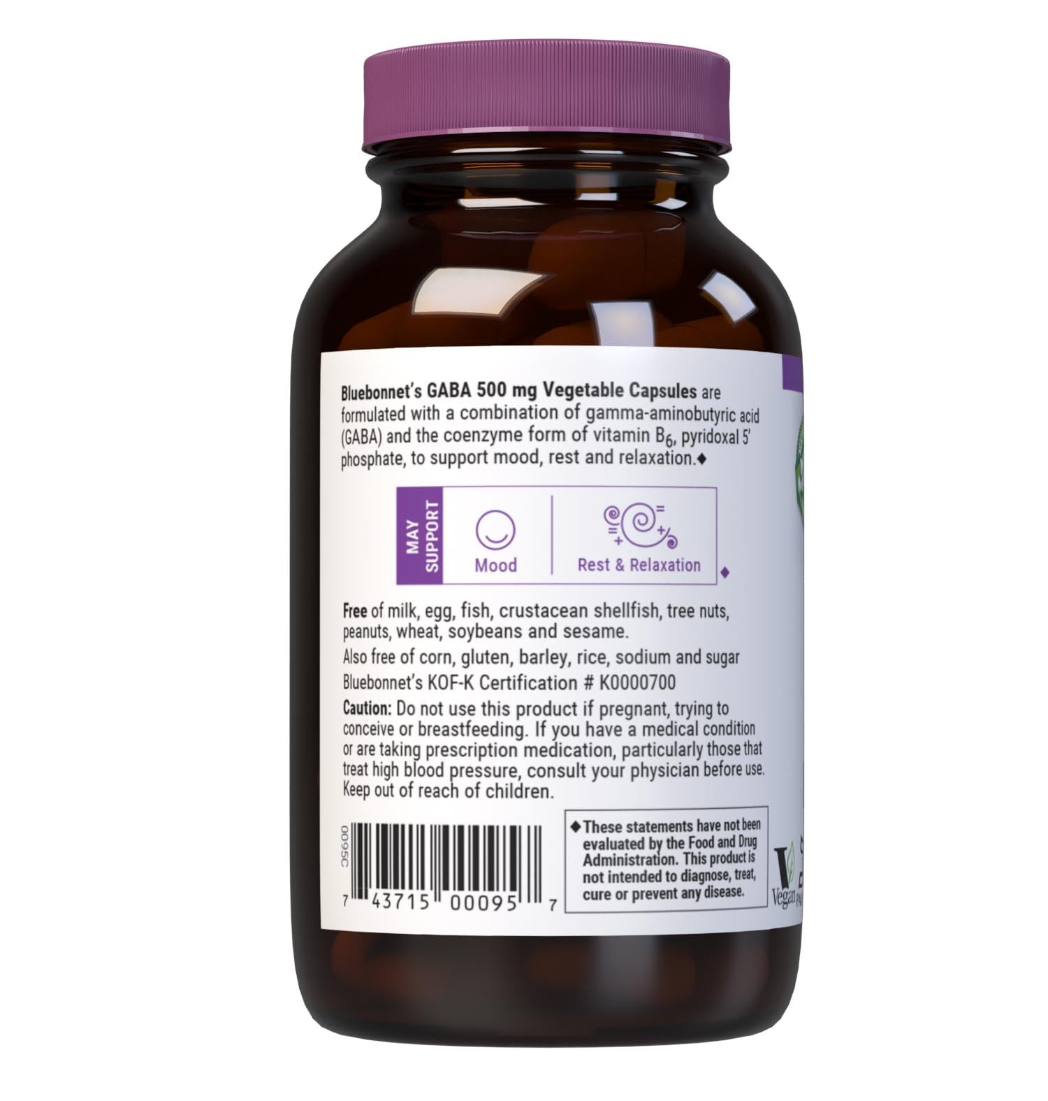 Amazon.com: BlueBonnet Nutrition GABA 500 mg, 60 Vegetable