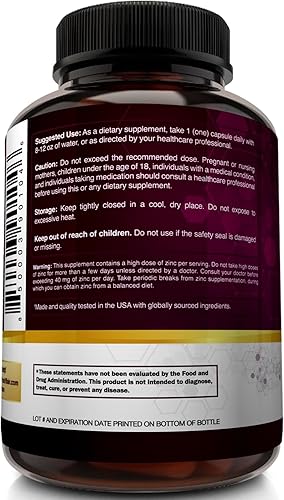 Miniatura 6 de NutriFlair Picolinato de zinc 100 mg, 120 cápsulas - Vegano, sin OMG, fabricado en Estados Unidos, probado en laboratorio de terceros