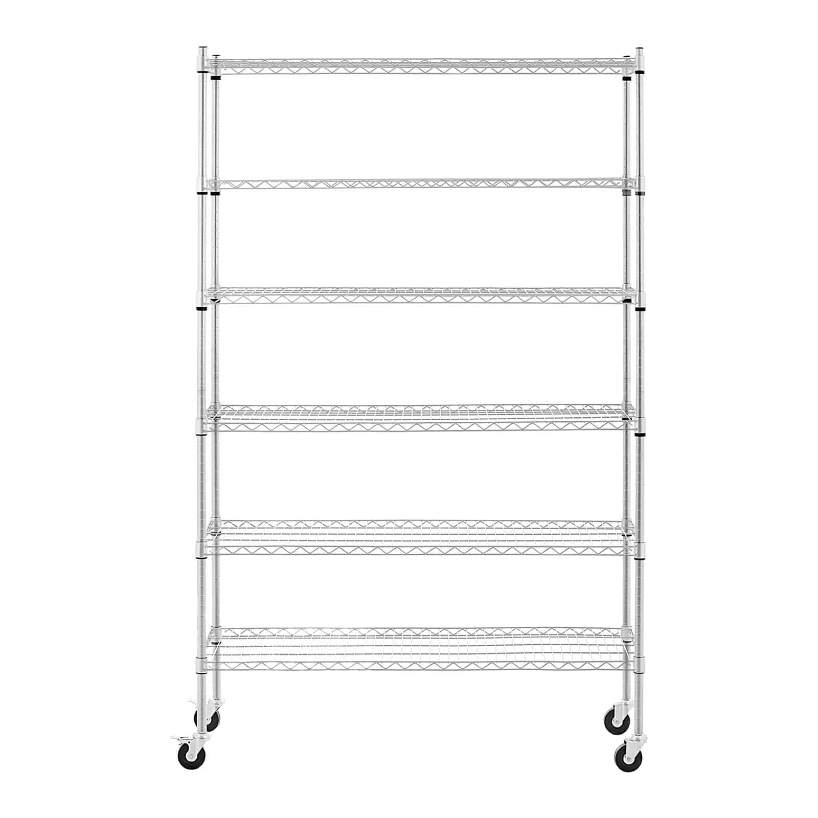 Royal Catering Scaffale su ruote, 120 x 45 x 190 cm, 6 ripiani (119,5 x 44,8 cm), 90 kg, 4 ruote (3''), in acciaio al carbonio, montaggio senza attrezzi, in metallo