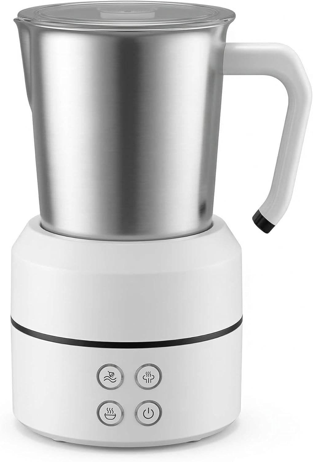 Electric Milk Frother 8.5oz, 4-in-1 Automatic Milk Steamer for Coffee, Latte, Cappuccino, Detachable Stainless Steel Cup, Dishwasher Safe, Magnetic Whisk, Precise Spout for Latte Art, (Black)