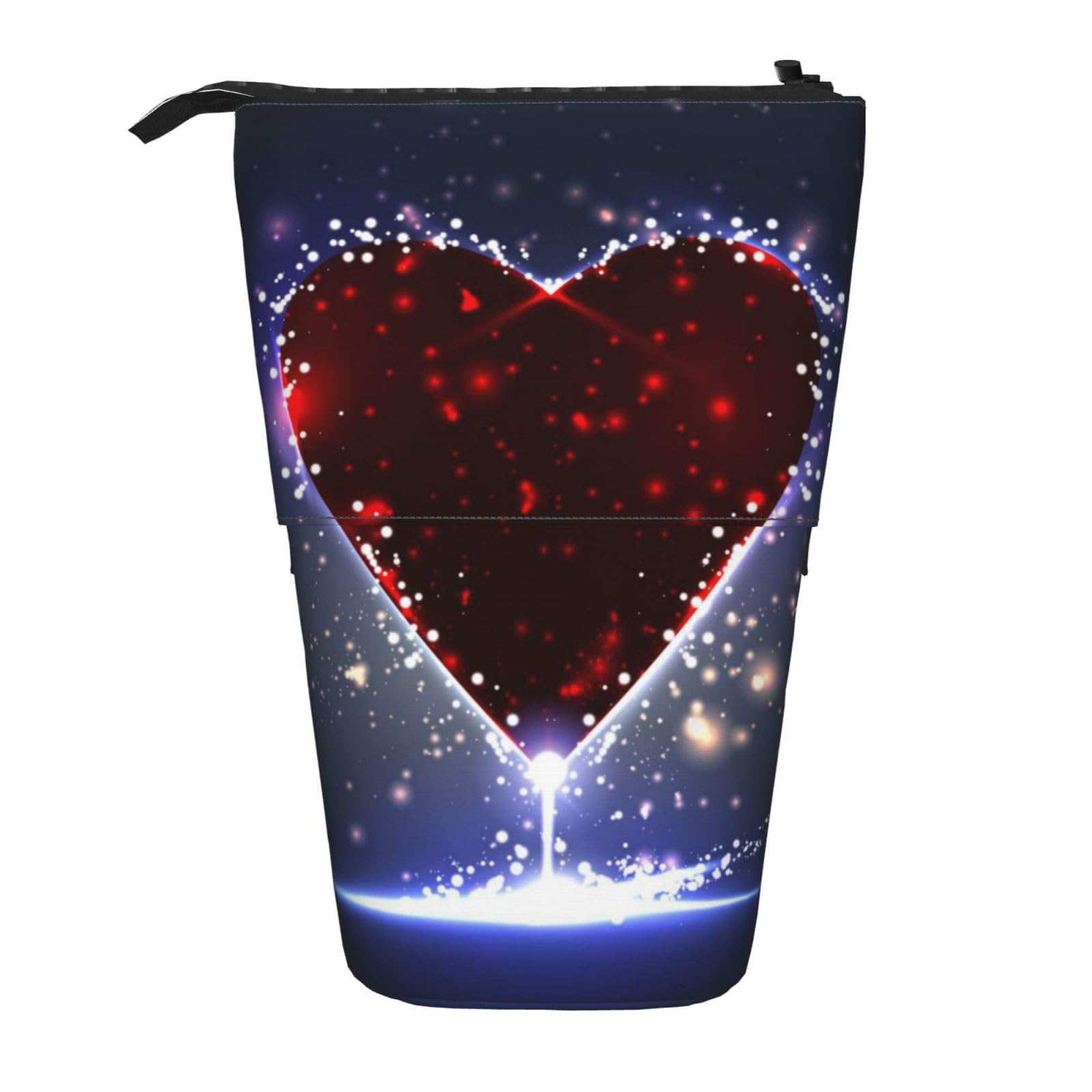 UniondSplendid Star Print Pencil Case Telescopic Pen Pouch Standing Pop Up Pencil Holder With Zipper For Office