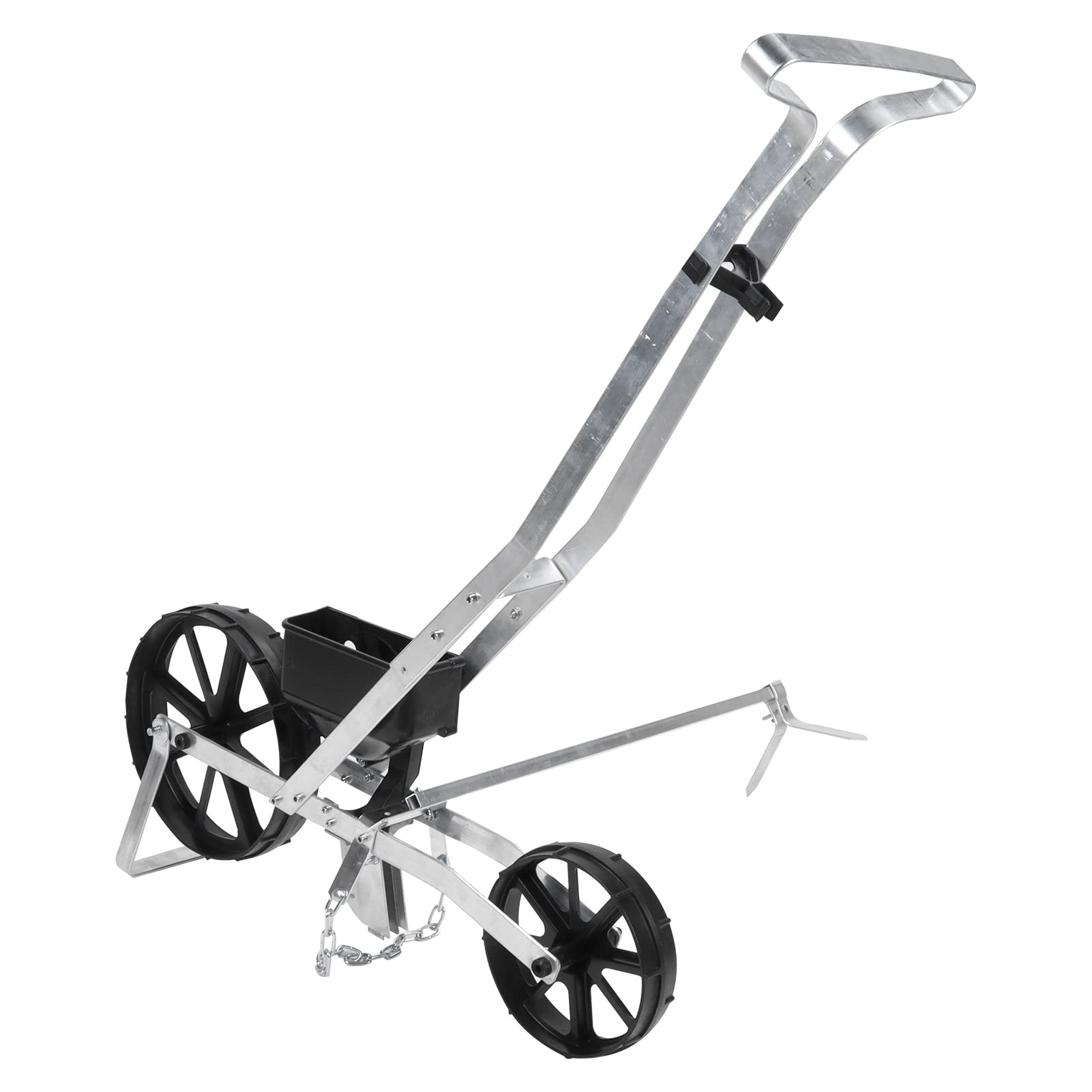 Siewnik Ogrodowy Regulowana Sadzarka Rzędowa, Aluminiowy Ręczny Siewnik Pchany do Kukurydzy, Marchwi, Sałaty, 38 ustawień Nasion, Regulowana głębokość, 95 X 80 X 18 Cm do średnich Ogrodów