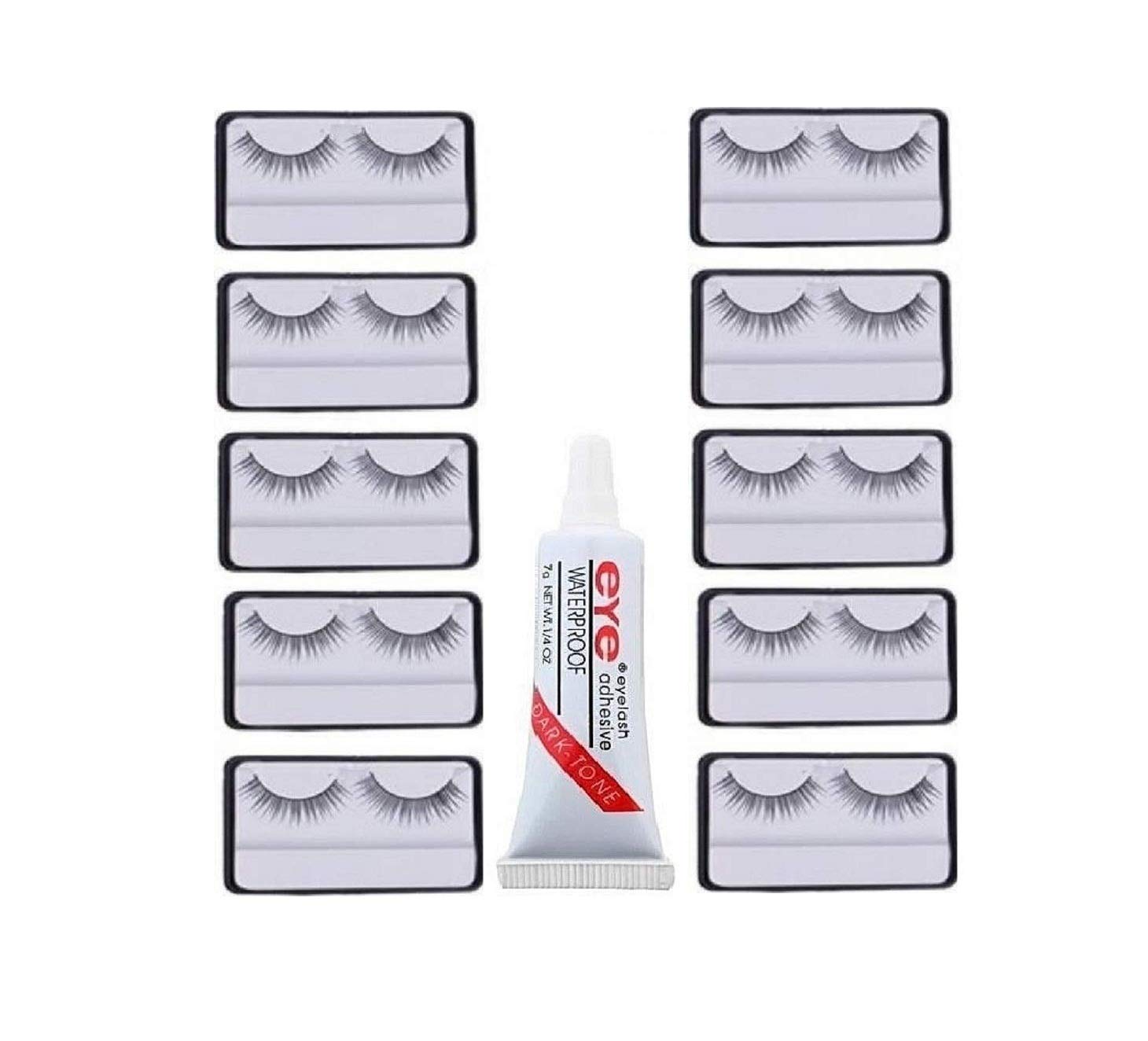 ClubComfort Beauty Makeup Natural Long False Eyelashes 10 Pairs, Free Eye Glue-picture-17