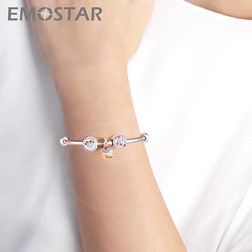 Miniatura 4 de EMOSTAR Rose Gold Valentine's Day Charms fits European Bracelet, Boy and Girl in Love, I Love You Gesture, Stars Crescent Moon, Crown, Celtic Knot
