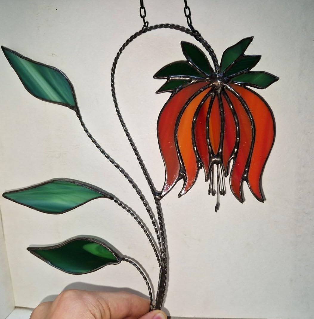Wild Lily Stained Glass Suncatcher - Wildflowers Window Panel