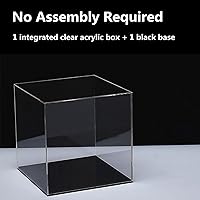 Vista 4 de Cliselda Vitrina de Acrílico con Base Negra de 4x4x4 pulgadas, Caja Cúbica Cuadrada de Acrílico Transparente Contenedores de Almacenamiento