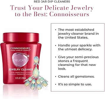 CONNOISSEURS Premium Edition Jewelry Cleaner, Value Size 9.6oz - Pick from Fine, Silver or Delicate Jewelry Cleaner