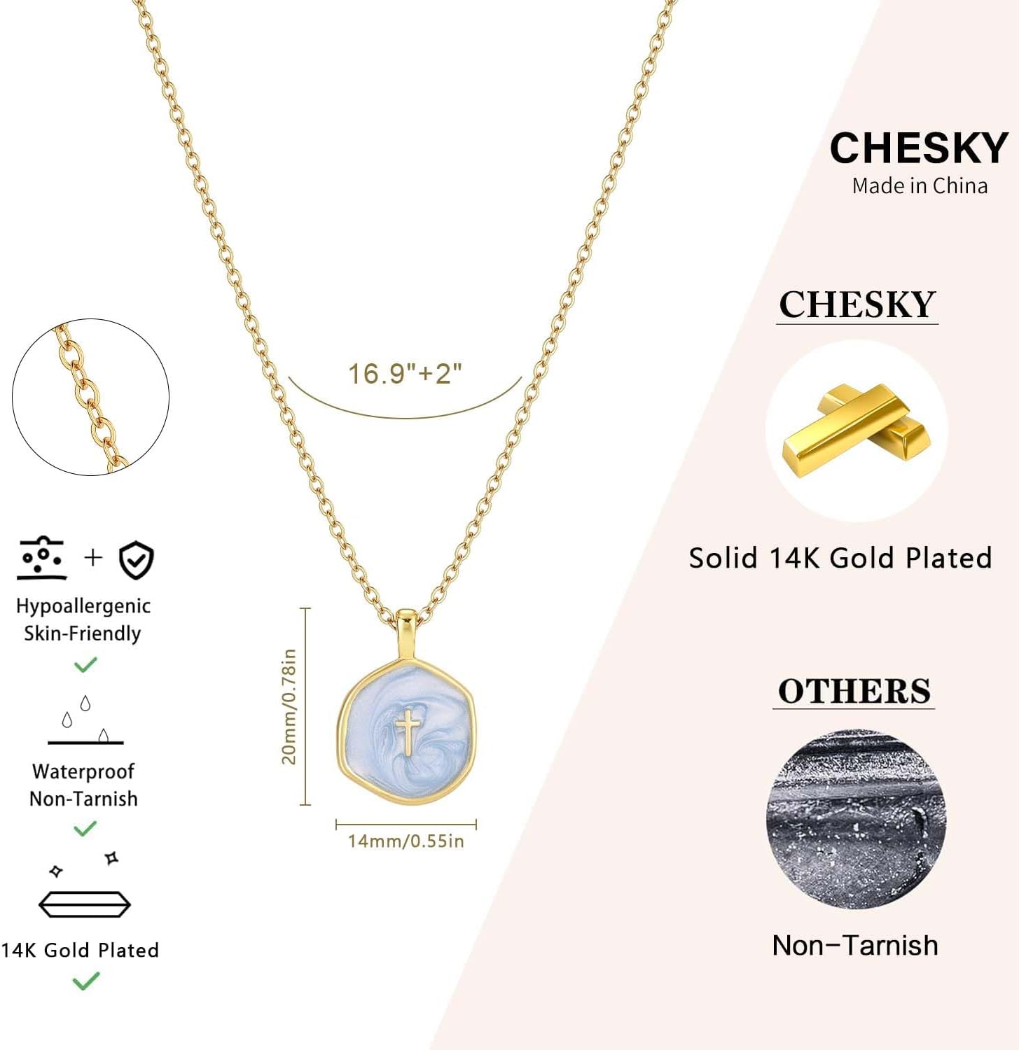 CHESKY Cross/Haert Necklace for Women Trendy, Dainty 14K Gold Plated Cross/Heart Pendant Necklace Cute Charm Choker Christian Necklace Religious Jewelry for Women Gifts - Image 7
