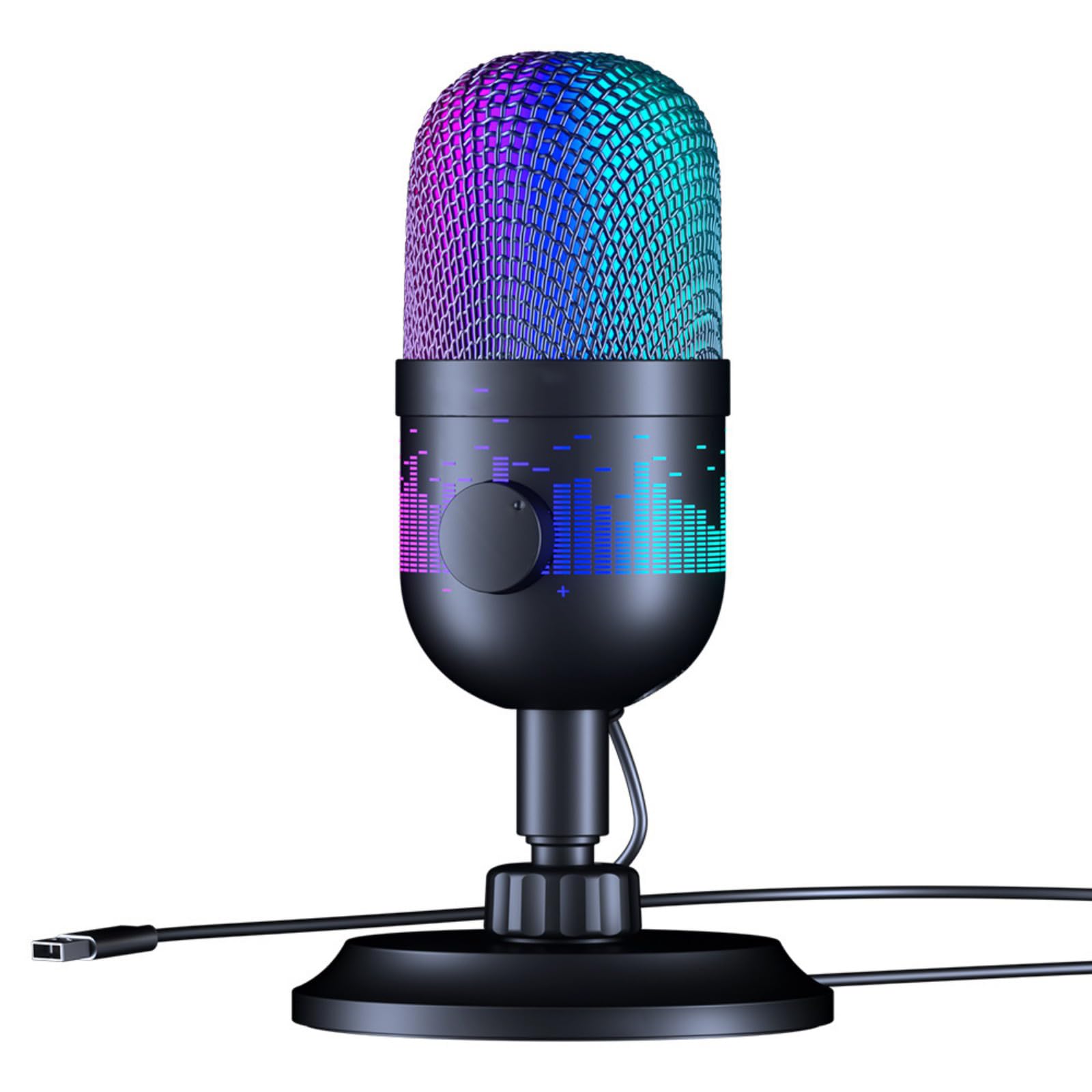 Microfono USB con illuminazione a LED per giochi e streaming, compatibile con PC, computer, console di gioco, accessori per computer