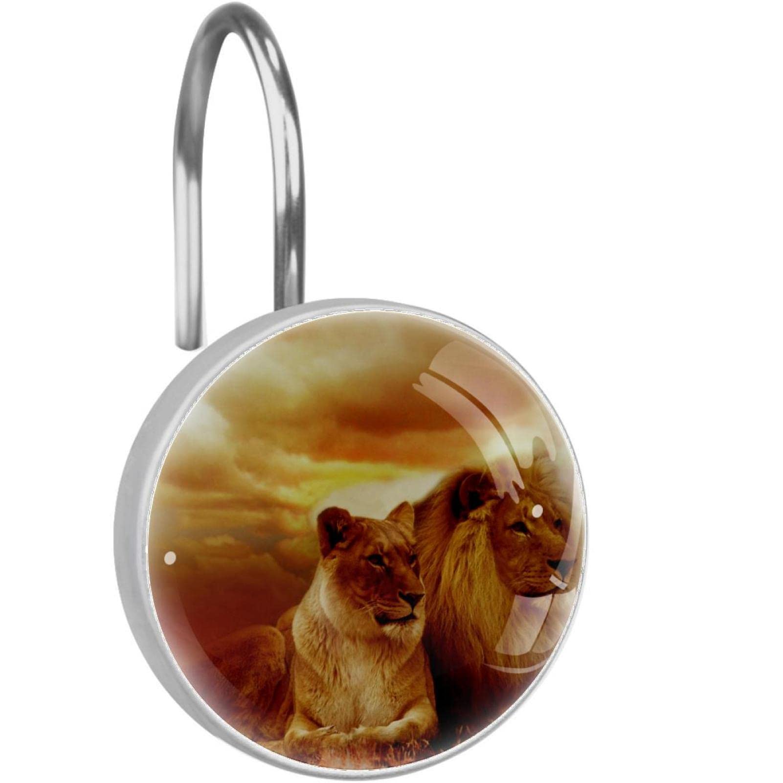 Anneaux de rideau de douche haut de gamme en acier inoxydable lion
