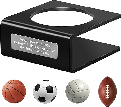 Soporte de bola de acrílico personalizable - Soporte de exhibición para baloncesto, fútbol, rugby, voleibol, fútbol, soporte de pelota con autógrafo